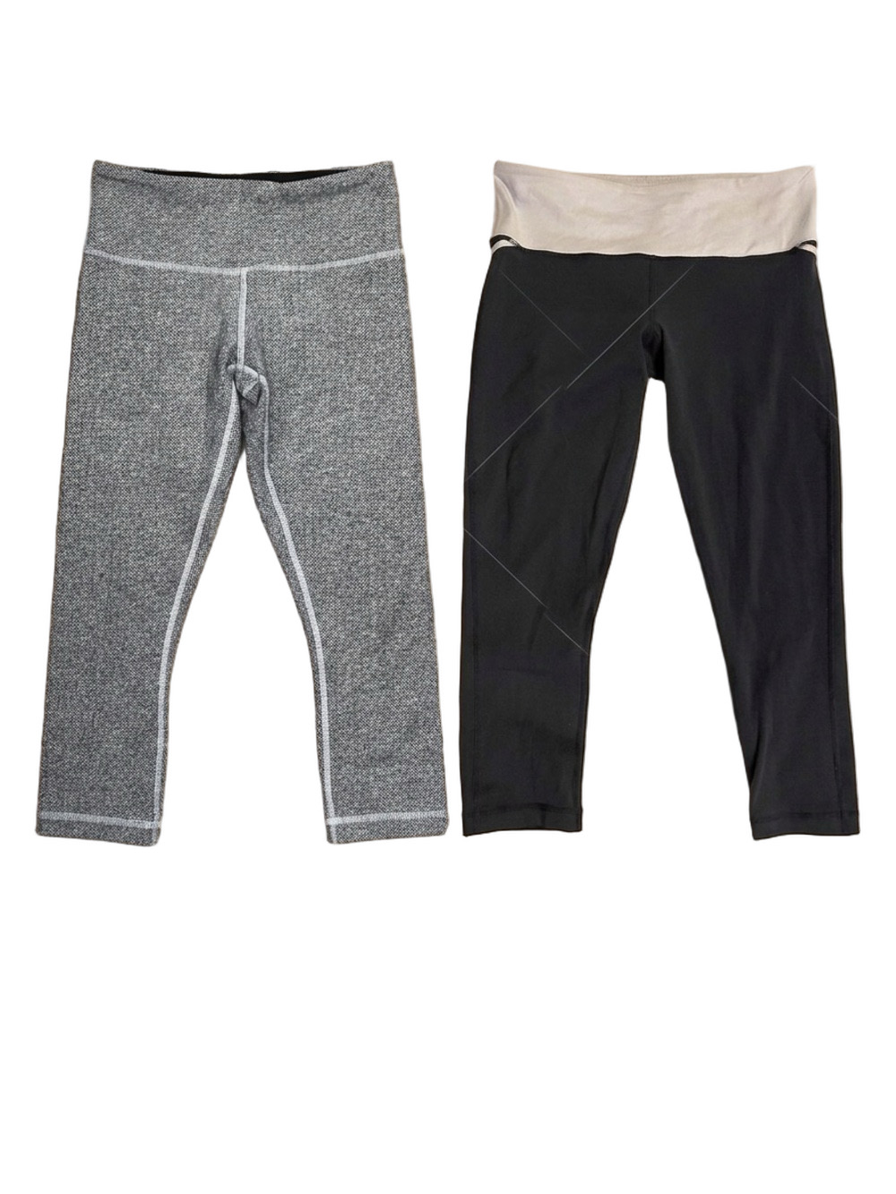 Lululemon Black Herringbone Wunder Under Crop Leggings Size 6 Bundle